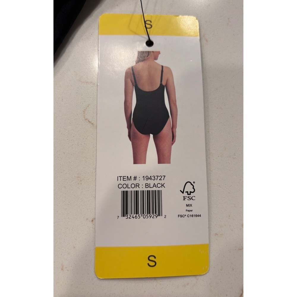 NWT size small DKNY One Piece Swimsuit Women Black Ruched V-Neck Tummy Control - Picture 6 of 7